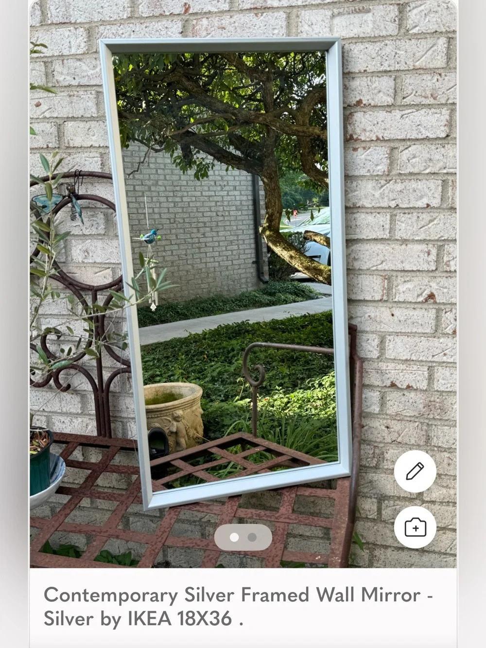 Contemporary Silver Framed Wall Mirror - Silver by IKEA 18X36 .